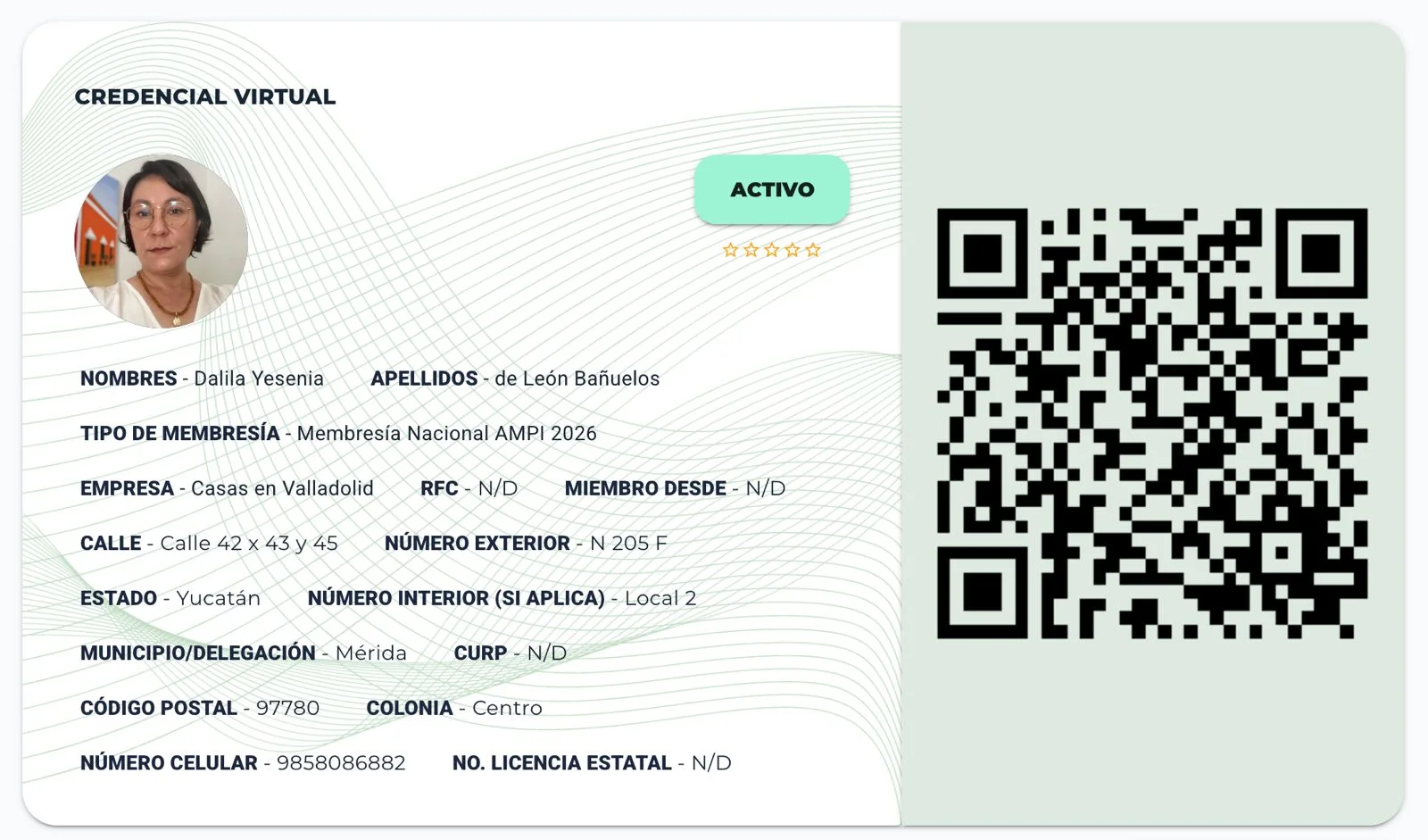 Credencial Virtual AMPI — Dalila De León