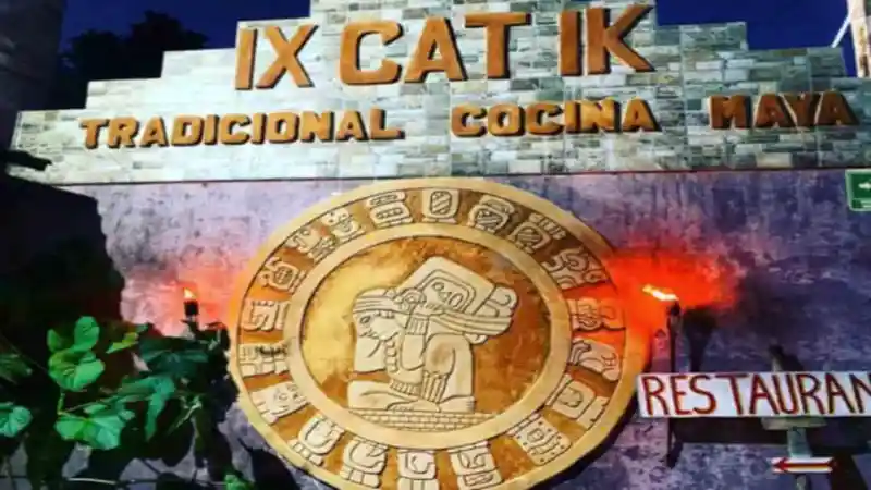 Entrance sign at IX CAT IK Maya restaurant in Valladolid, Yucatan