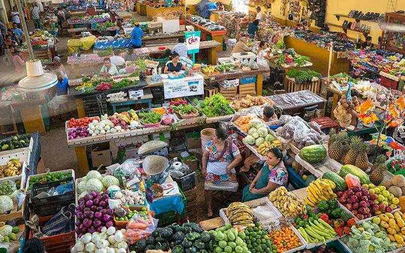 mujeres vendiendo fruta y verdura en el mercado de Valladolid