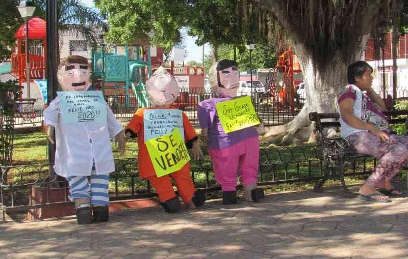 La quema del año viejo en Yucatán. 