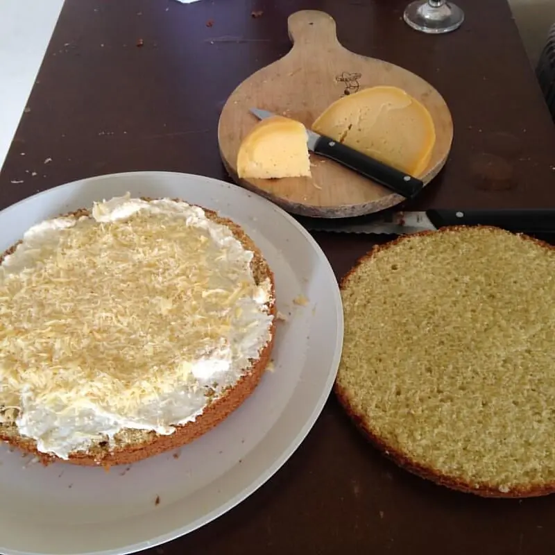 Listo pastel de queso de bola